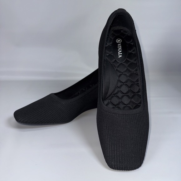 VIVAIA Square-Toe Wedge Shoe Slip On Margot Pro Black Size 43 Career Minimalist - Picture 1 of 8